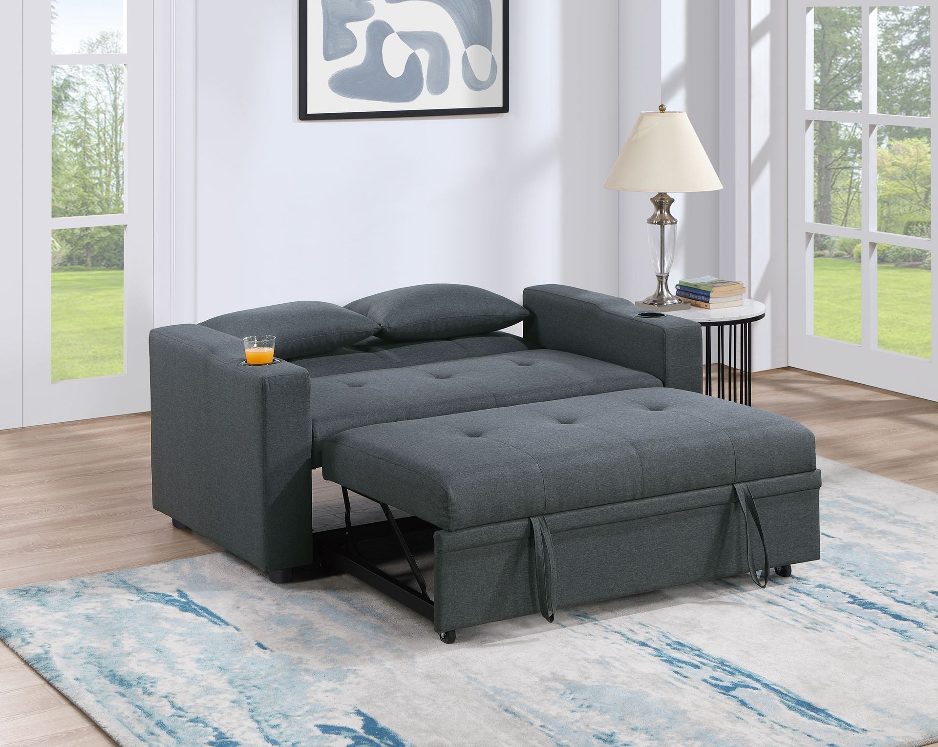 Convertible Sofa (Charcoalpolyfiber (Linen-Like Fabric)) - F8533