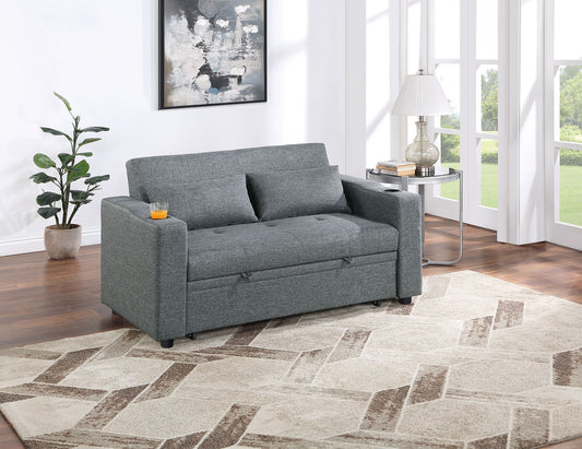 Convertible Sofa (Black Graypolyfiber (Linen-Like Fabric)) - F8534