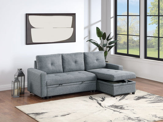 Convertible Sofa (Black Graypolyfiber (Linen-Like Fabric)) - F8536