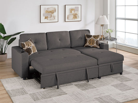 Convertible Sofa (Ash Blackdorris Fabric) - F8537