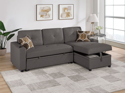 Convertible Sofa (Ash Blackdorris Fabric) - F8537