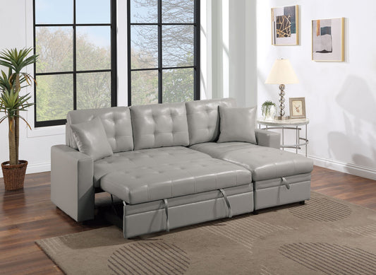 Convertible Sectional (Light Grayfaux Leather) - F8542