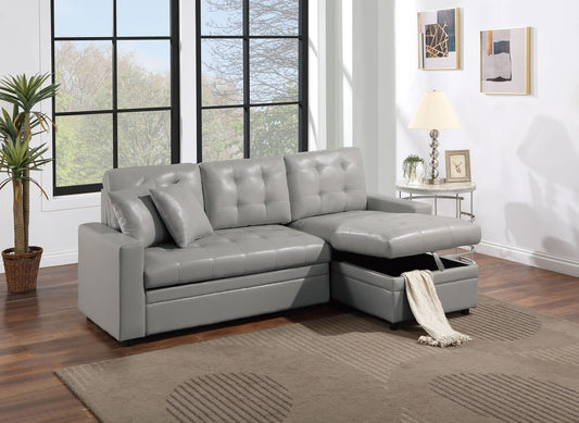 Convertible Sectional (Light Grayfaux Leather) - F8542