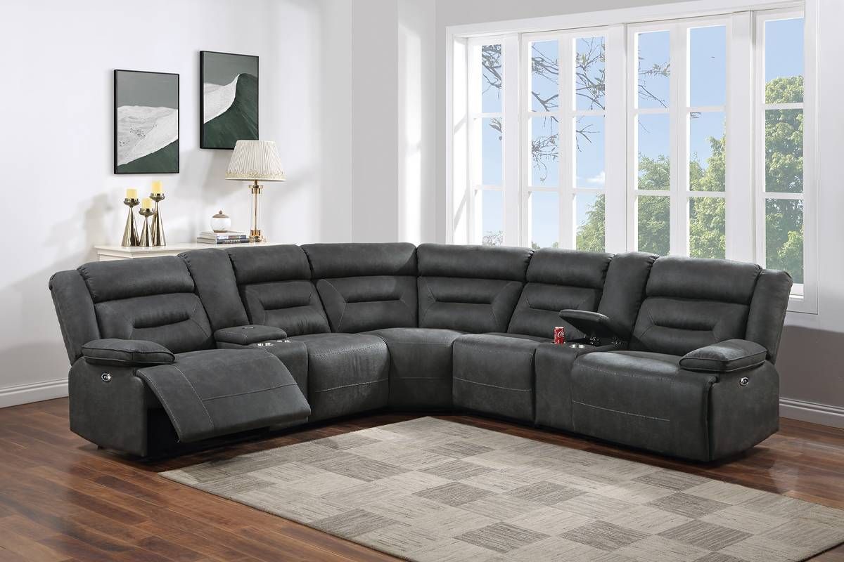 3-Piece Reclining Sectional Set (Charcoalgel Leatherette) - F86631