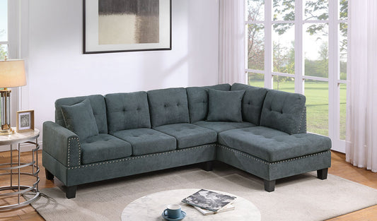 2-Piece Sectional Sofa (Ash Blacktweed-Like Velvet) - F8884