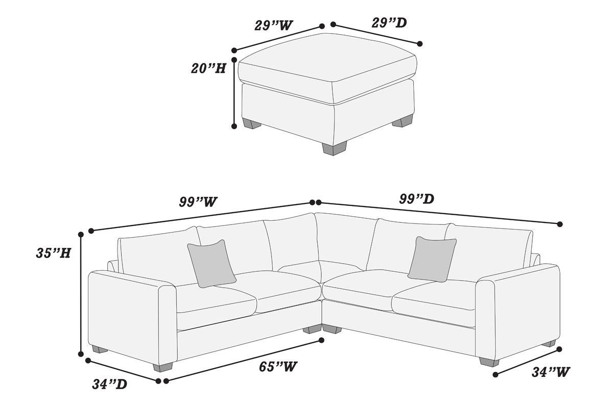 4-Piece Sectional Sofa (Dark Graycorduroy) - F8819