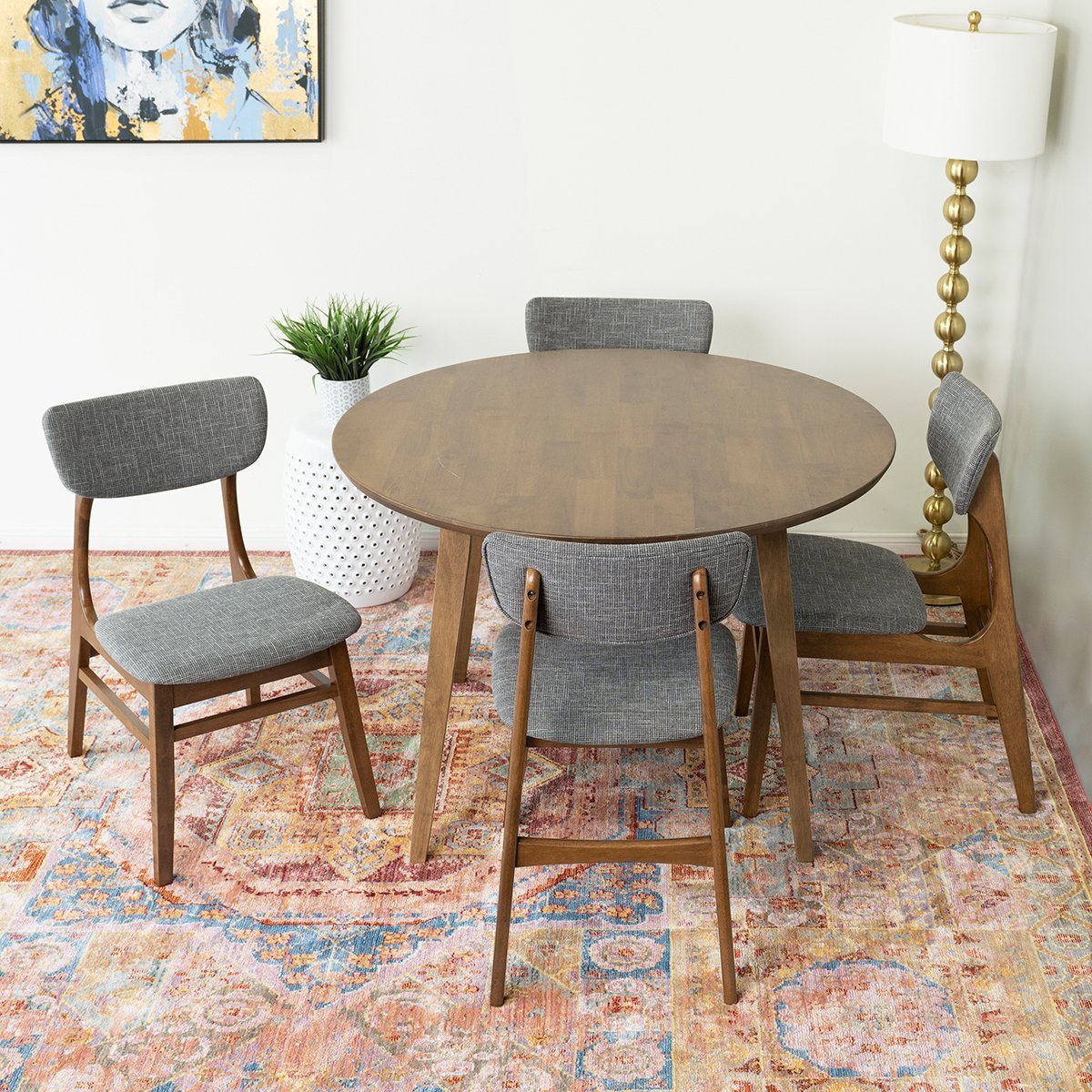 Fiona Dining Set With 4 Collins Dining Chairs (Grey)