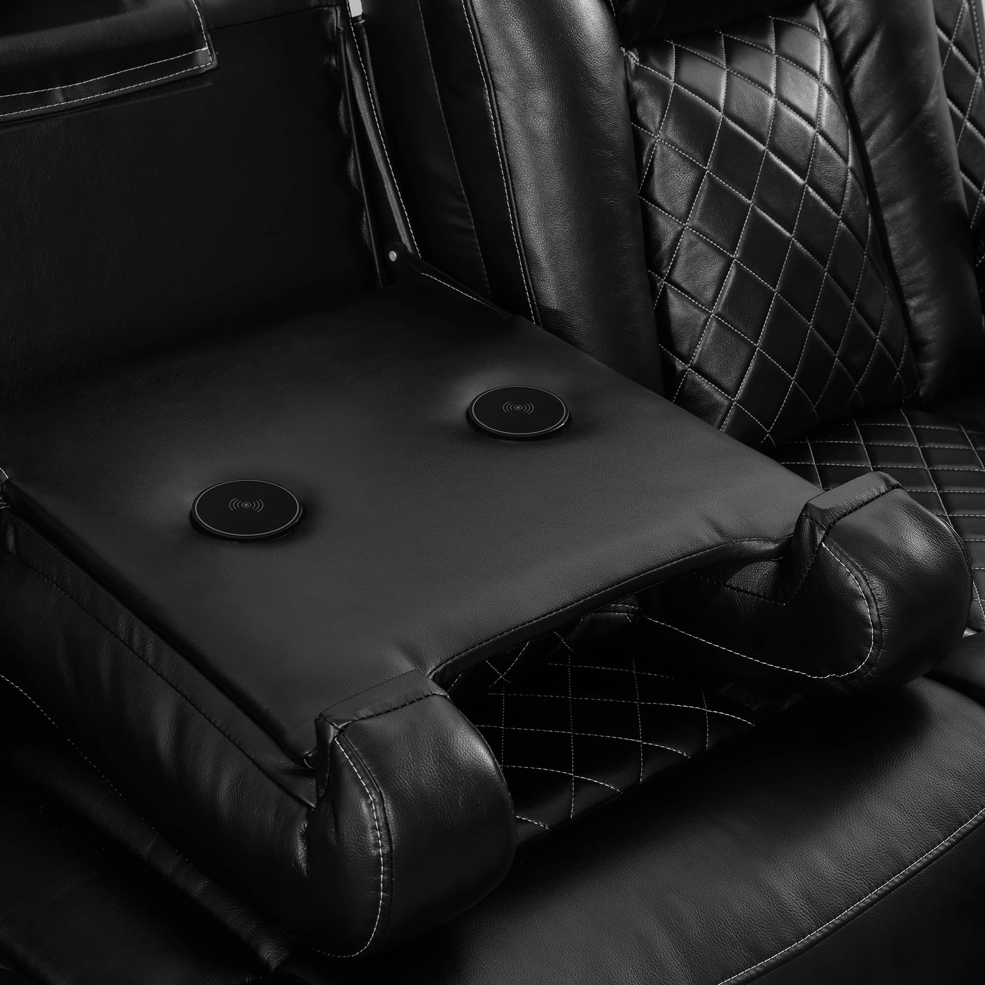 Black Breathing Leather 3-Piece Living Room Recliner Sofa Set