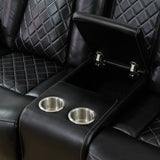 Black Breathing Leather 3-Piece Living Room Recliner Sofa Set