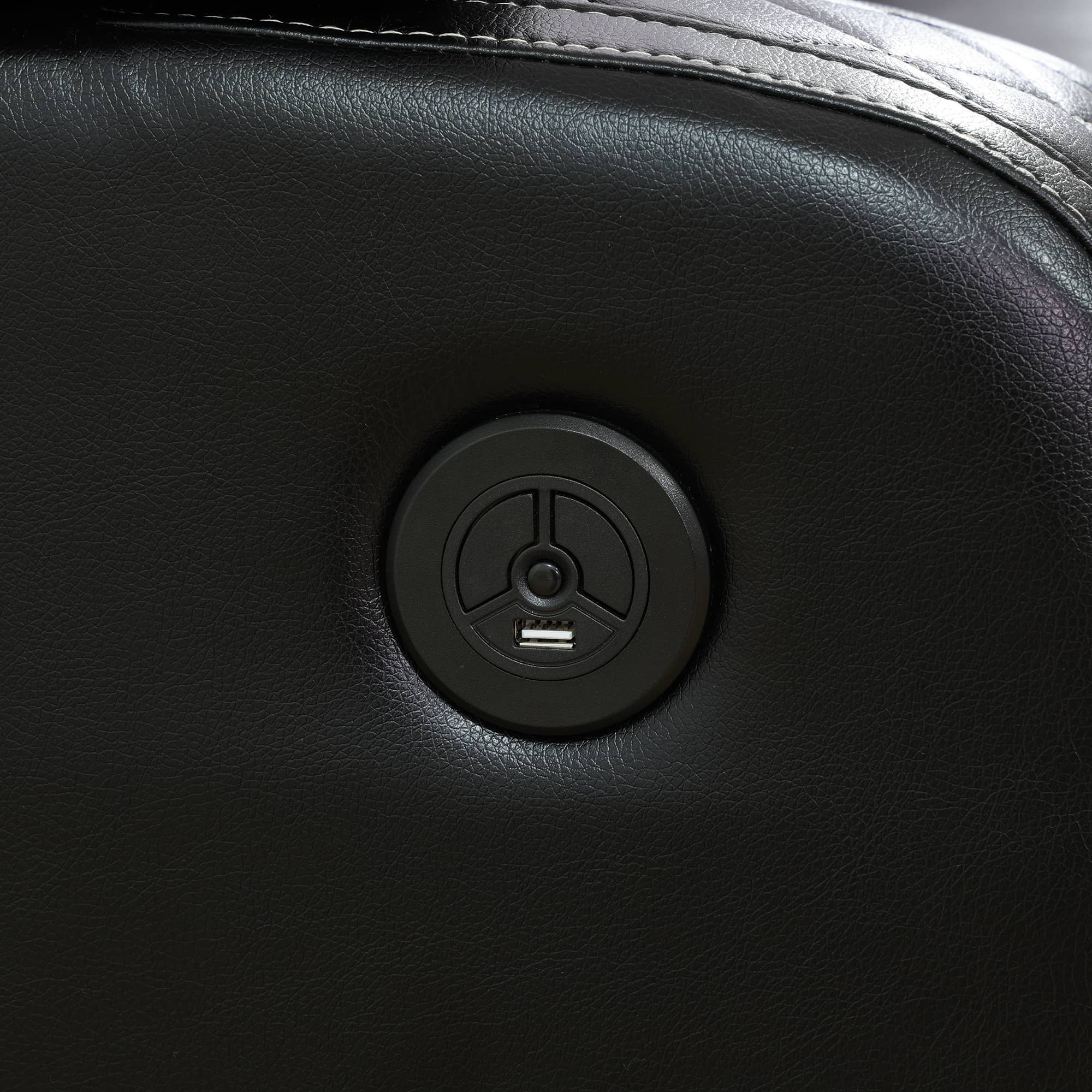 Black Breathing Leather 3-Piece Living Room Recliner Sofa Set