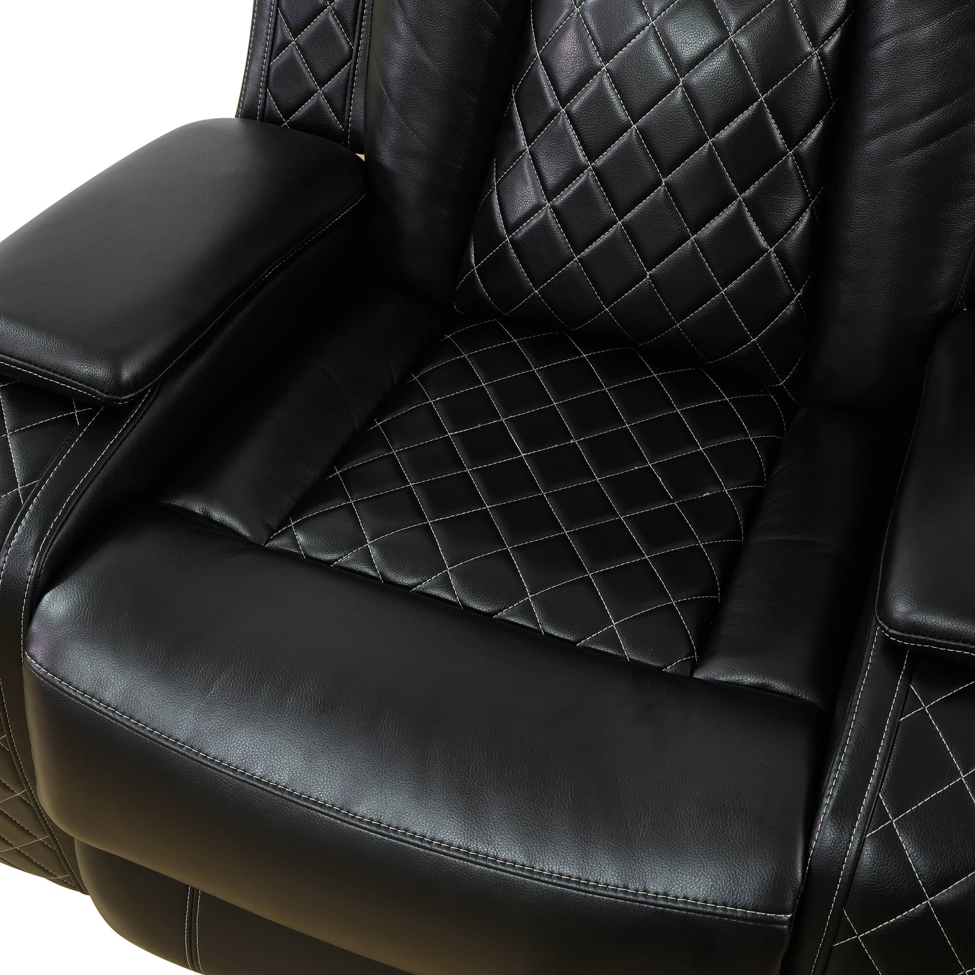 Black Breathing Leather 3-Piece Living Room Recliner Sofa Set