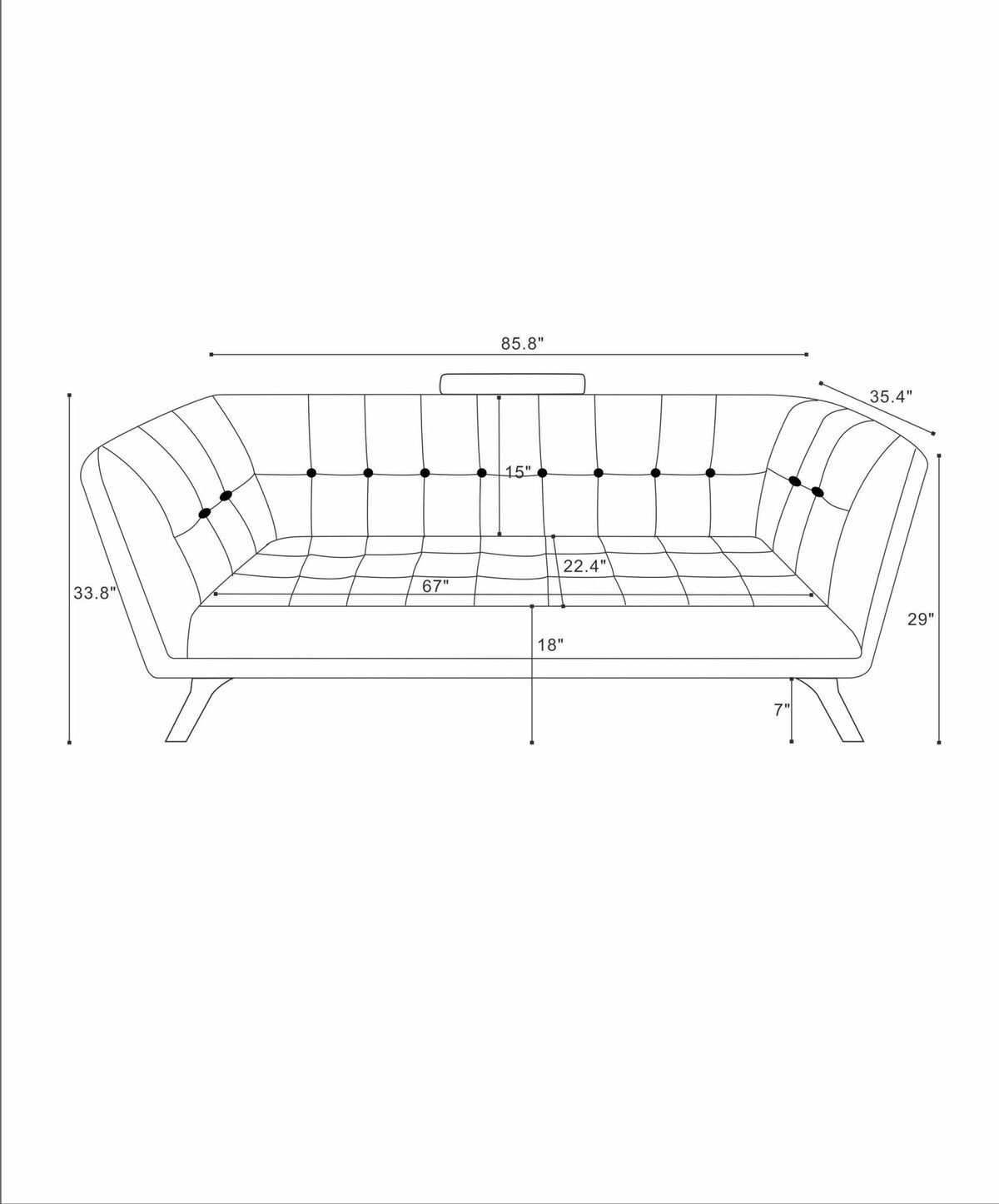 Kano Large Light Gray Fabric Sofa