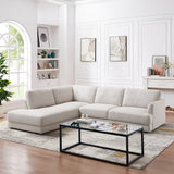 Glendale Cream Linen L-Shaped Left Sectional Sofa