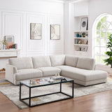 Glendale Cream Linen L-Shaped Right Sectional Sofa