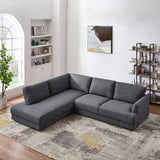 Glendale Grey Linen L-Shaped Left Sectional Sofa