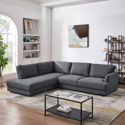 Glendale Grey Linen L-Shaped Left Sectional Sofa