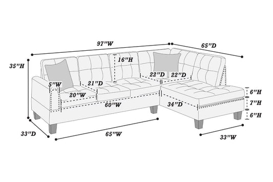 2-Piece Sectional Sofa (Mushroom Material: Tweeted-Like Velvettweeted-Like Velvet) - F8885