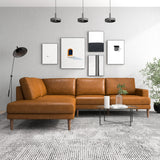 Harmony Tan Leather Sectional Sofa - Left Facing Chaise