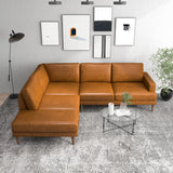 Harmony Tan Leather Sectional Sofa - Left Facing Chaise