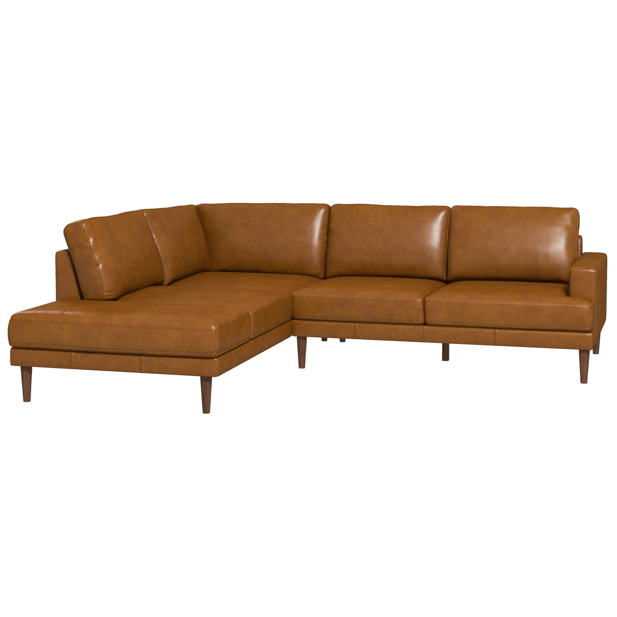 Harmony Tan Leather Sectional Sofa - Left Facing Chaise