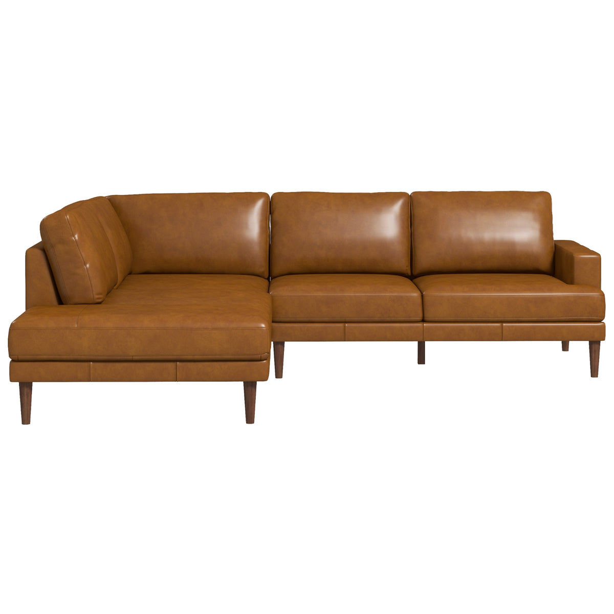 Harmony Tan Leather Sectional Sofa - Left Facing Chaise