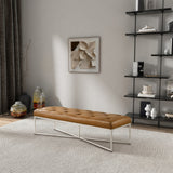 Harper Tan Genuine Leather Bench