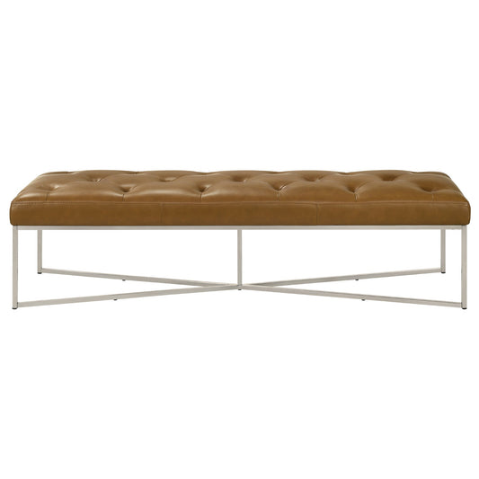 Harper Tan Genuine Leather Bench