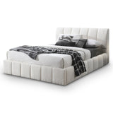 Hilar White Boucle Platform Bed Queen Size