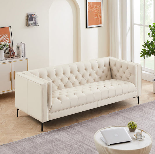 Houston Cream Leather Sofa