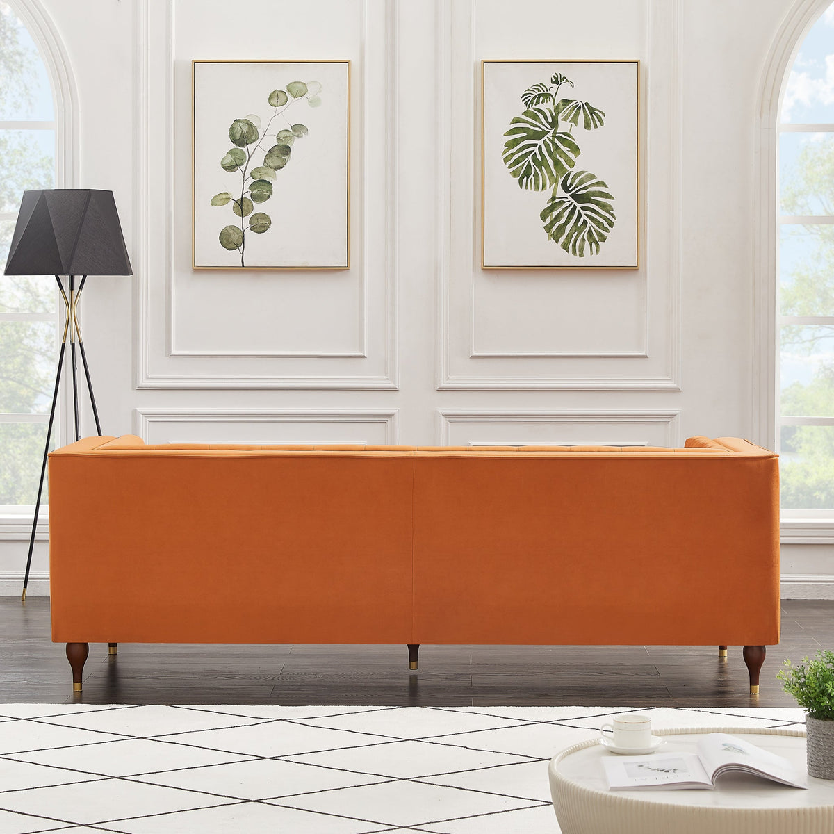 Houston Modern Sofa (Burnt Orange - Velvet)