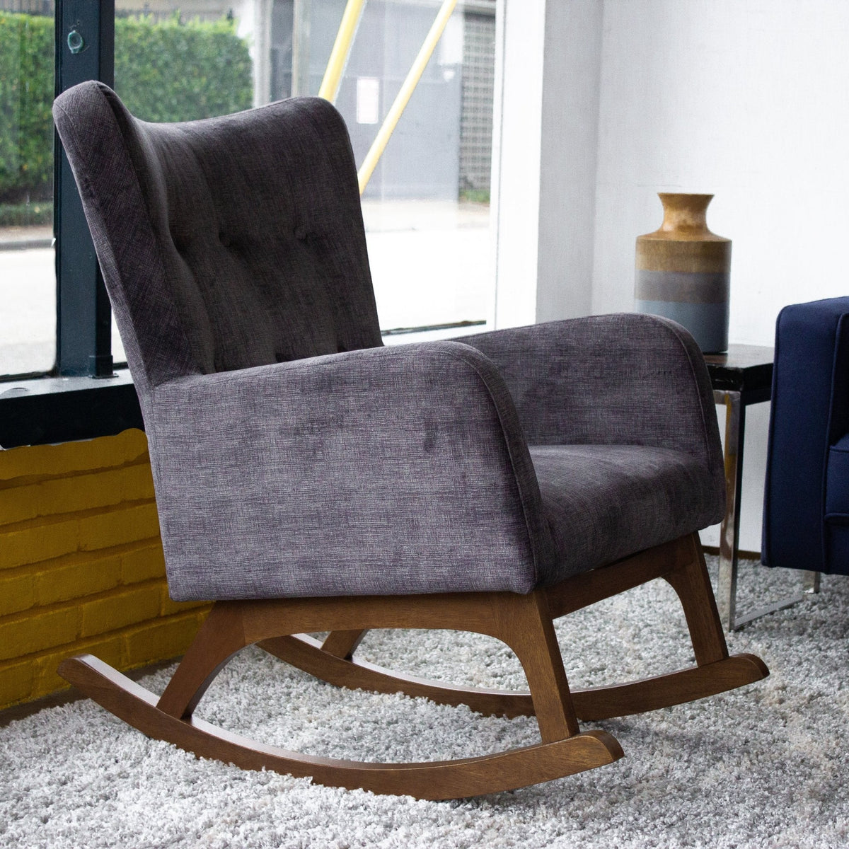 Charlotte Gray Velvet Rocking Chair