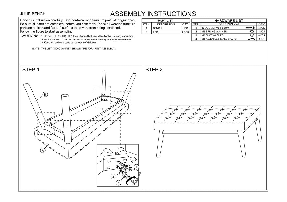 Julie Modern Bench (Fabric)