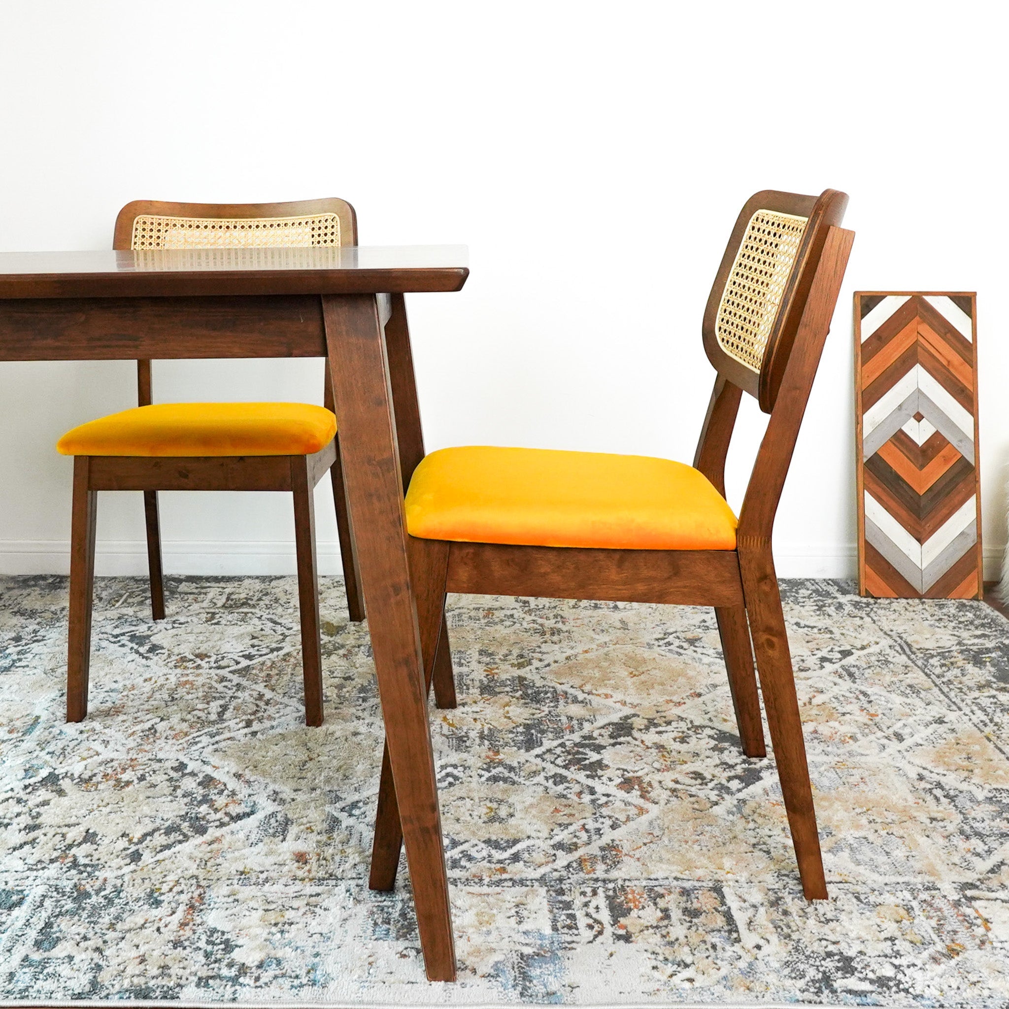 Kaden Orange Velvet Dining Chair (Set Of 2)