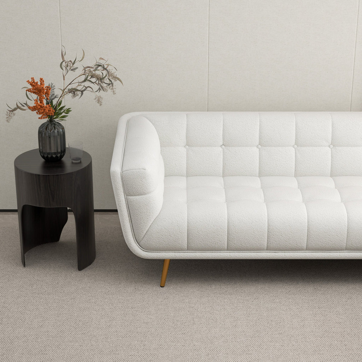 Kano L Shape Sectional Cream Boucle Sofa (Right Facing Chaise)