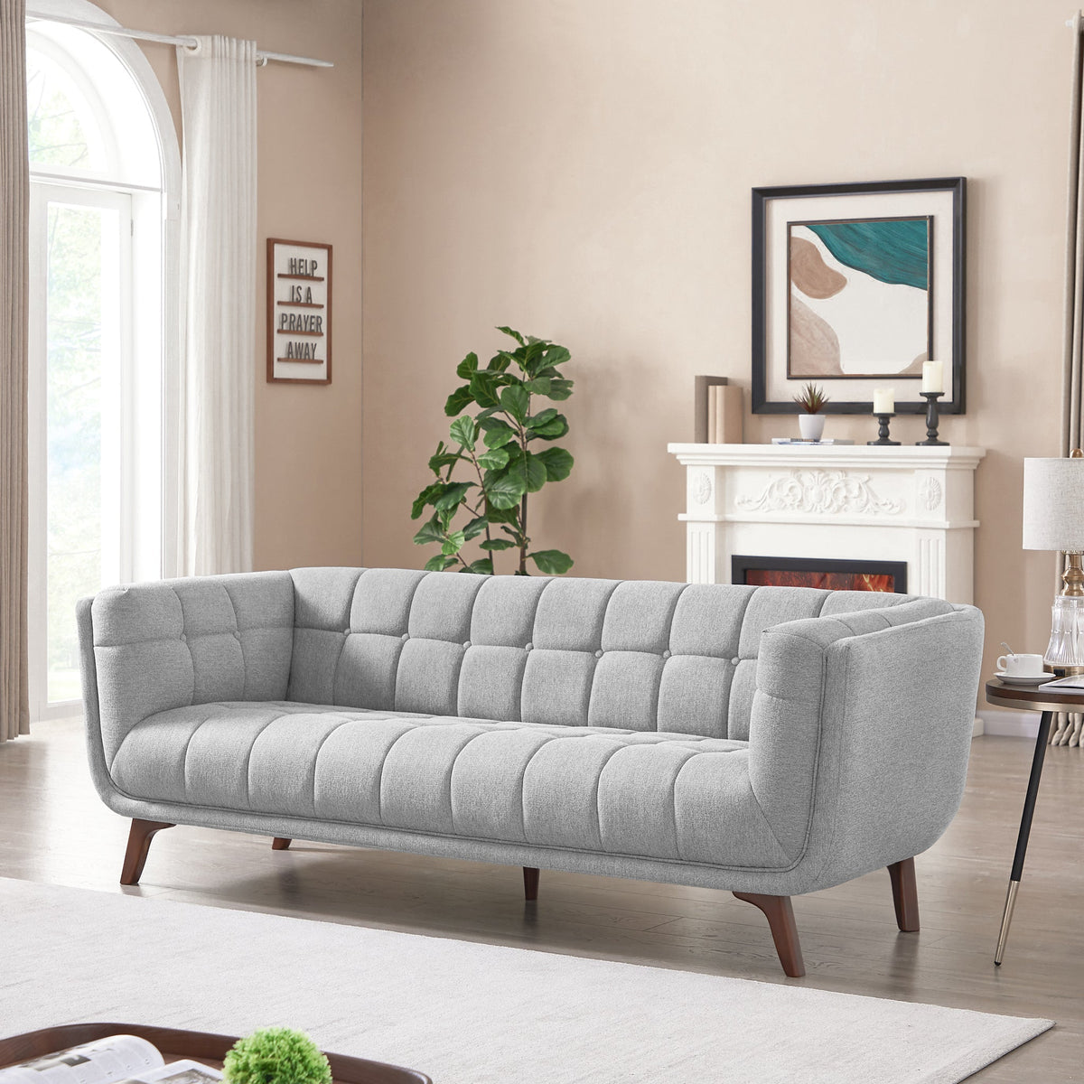 Kano Large Light Gray Fabric Sofa