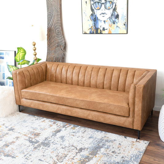 Kendra Sofa 84 ( Cognac Leather)