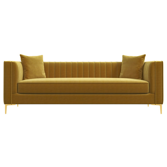 Kendra Sofa 91" (Yellow Mustard Velvet)