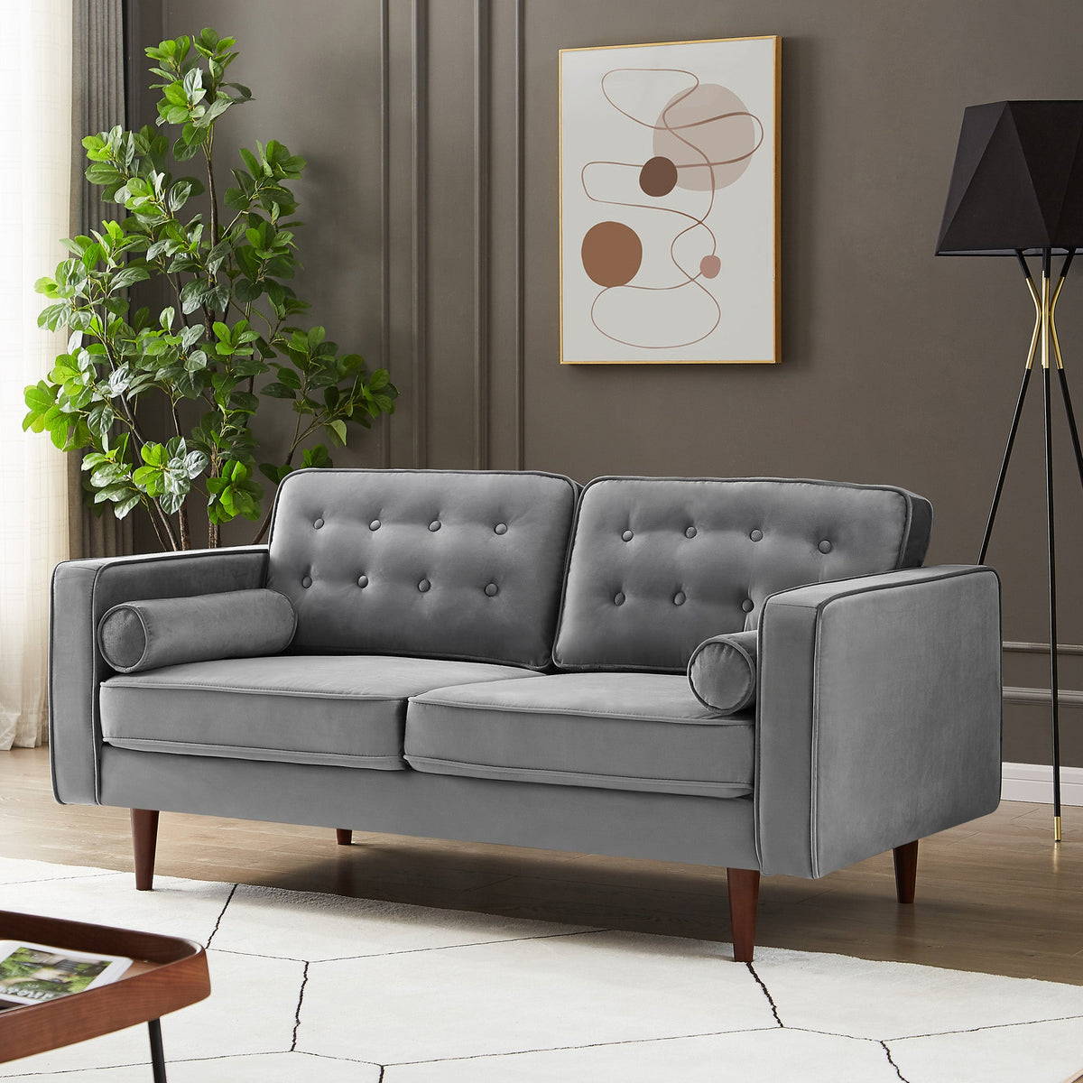 Kirby Loveseat (Grey Velvet)