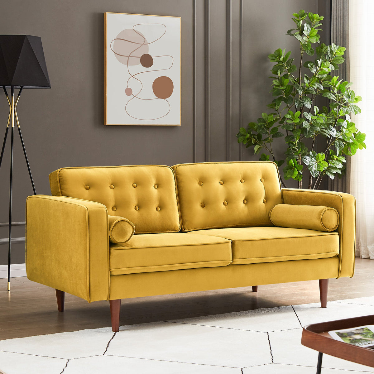 Kirby Loveseat (Yellow Velvet)