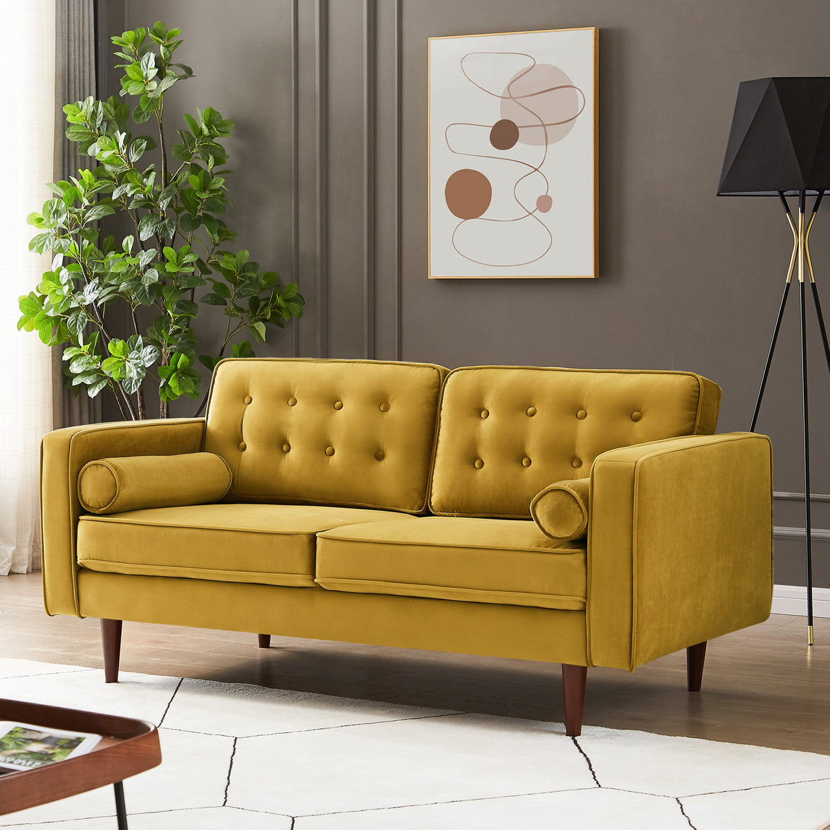 Kirby Loveseat (Gold Velvet)