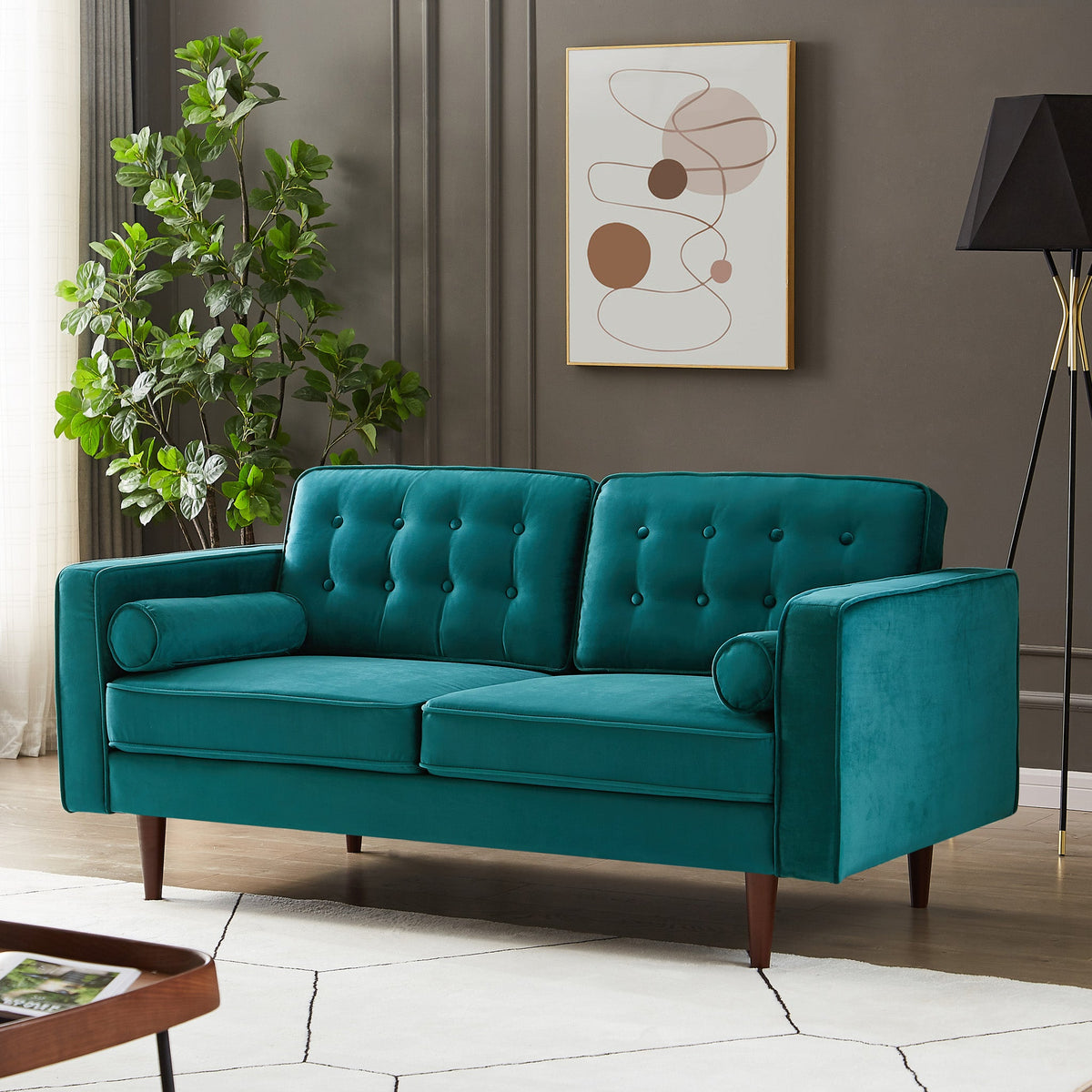 Kirby Loveseat (Teal Velvet)