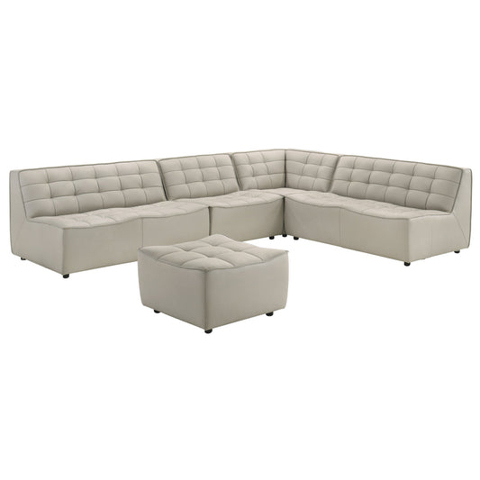 Linden Grey Leather Modular Corner Sofa