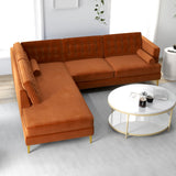 Caleb Sectional Sofa (Burnt Orange Velvet) Left Chaise