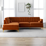 Caleb Sectional Sofa (Burnt Orange Velvet) Left Chaise