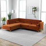 Caleb Sectional Sofa (Burnt Orange Velvet) Left Chaise