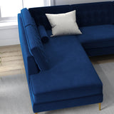 Caleb Sectional Sofa (Blue Velvet) Left Chaise