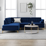 Caleb Sectional Sofa (Blue Velvet) Left Chaise