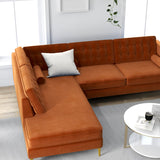 Caleb Sectional Sofa (Burnt Orange Velvet) Left Chaise