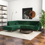 Caleb Sectional Sofa Green Velvet Left Chaise