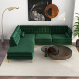 Caleb Sectional Sofa Green Velvet Left Chaise